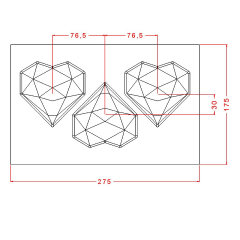 Büyük Kristal Kalp Çikolata Kalıbı No: 852