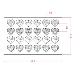 Diamond   Hearts   Chocolate   Mould   No:   812