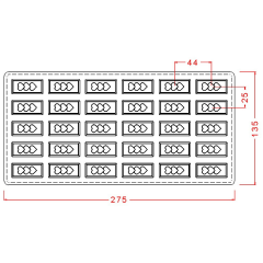 Rectangular   Praline   With   Grooves   Chocolate   Mould   No:   728