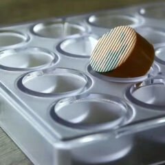 Round   Praline   With   Stripes   Chocolate   Mould   No:   441