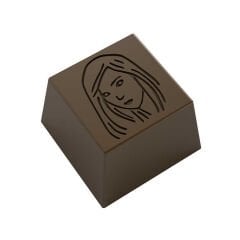 Square Pralines With Face Design Chocolate Mould No: 372