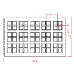 4 Tepeli Kare Mini Tablet Çikolata Kalıbı No: 187